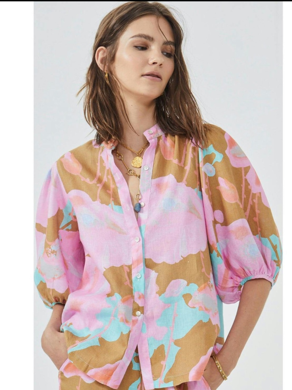 Lanhtropy bubble linen shirt in aquarela - Picture 7 of 9